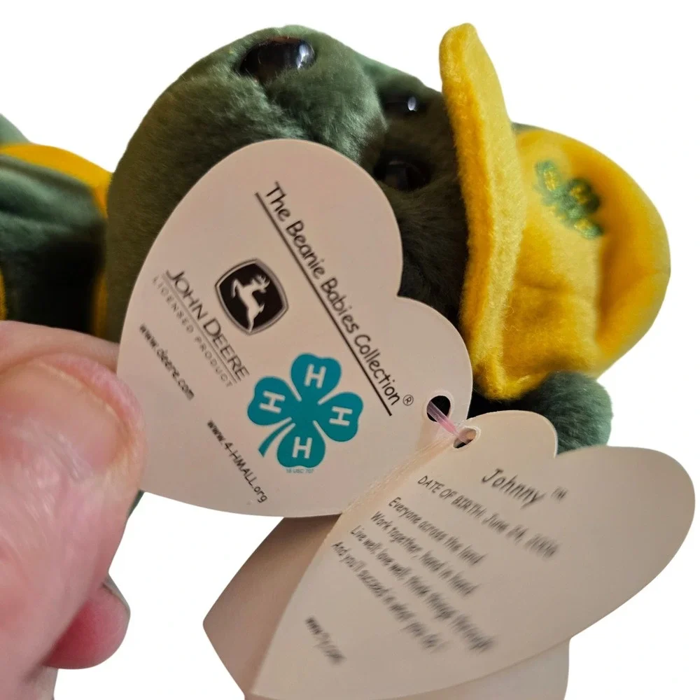 Ty Beanie‎ Babies Johnny John Deere 4-H Bear Green Yellow Plush 2006 47044 NWT